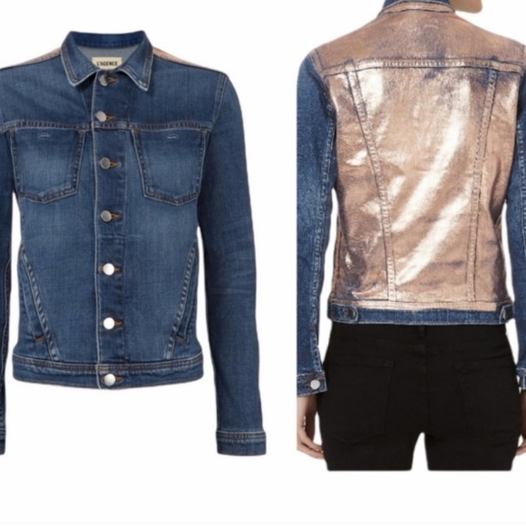 L’agence ultra cool slim fit denim jacket with rose gold foil back - Picture 2 of 5